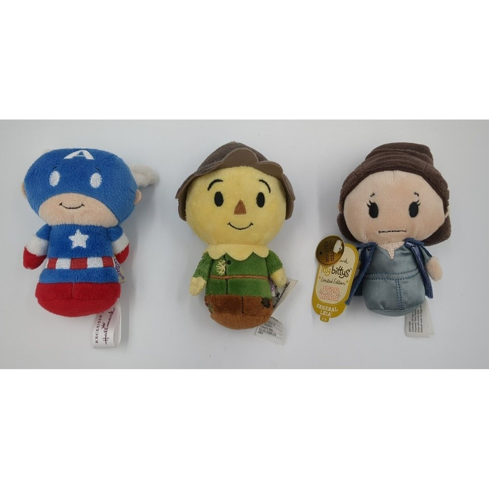 Hallmark Itty Bittys Plush Lot Captain America Scarecrow Princess Leia Vintage
